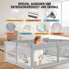 Baby Laufstall mit Spielmatte & Zubehör, Dino