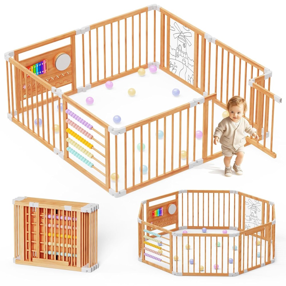 Laufstall Baby Holz mit Spielcenter – 160 x 160 x 61 cm