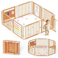 Laufstall Baby Holz mit Spielcenter – 160 x 160 x 61 cm