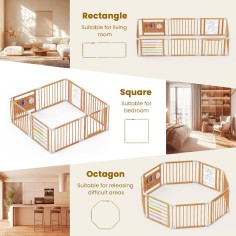 Laufstall Baby Holz mit Spielcenter – 160 x 160 x 61 cm