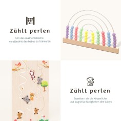 Laufstall Baby Holz mit Spielcenter, Regenbogen – 146 x 146 x 61 cm