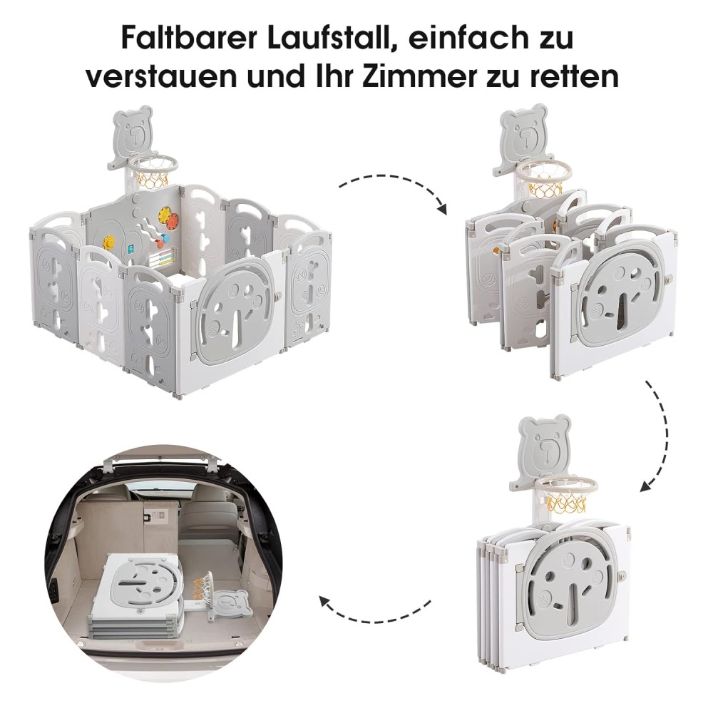 klappbares Laufgitter/ Laufstall & Spielplatz, Bär, 113x113 cm