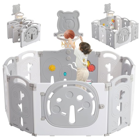 klappbares Laufgitter/ Laufstall & Spielplatz, Bär, 113x113 cm