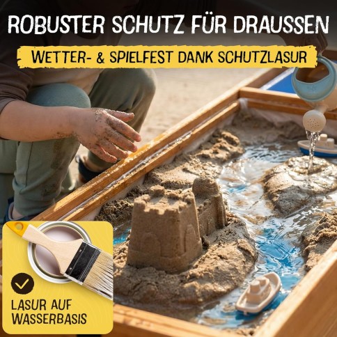 Sandkasten für Kinder aus Holz mit Abdeckung, 120 x 40 cm
