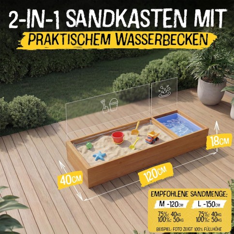 copie du bac à sable pour enfants en bois avec couverture / bancs, 120 x 120 cm