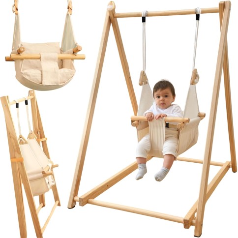 Holz Babyschaukel mit klappbarem Schaukelsitz