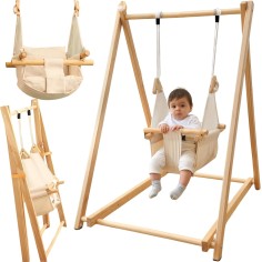 Holz Babyschaukel mit klappbarem Schaukelsitz