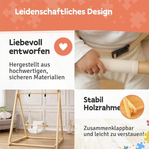 Holz Babyschaukel mit klappbarem Schaukelsitz