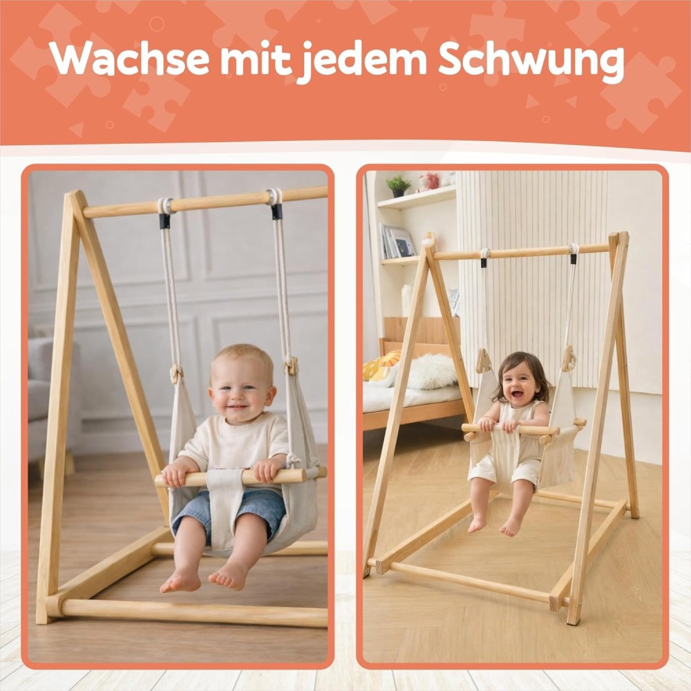 Holz Babyschaukel mit klappbarem Schaukelsitz