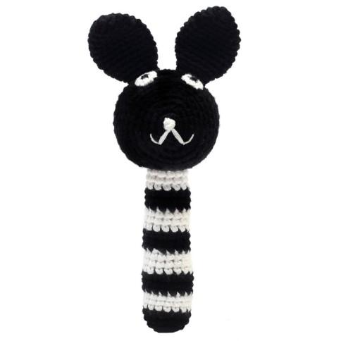 natureZOO Rasselstab gehäkelt, Schwarzes Kaninchen