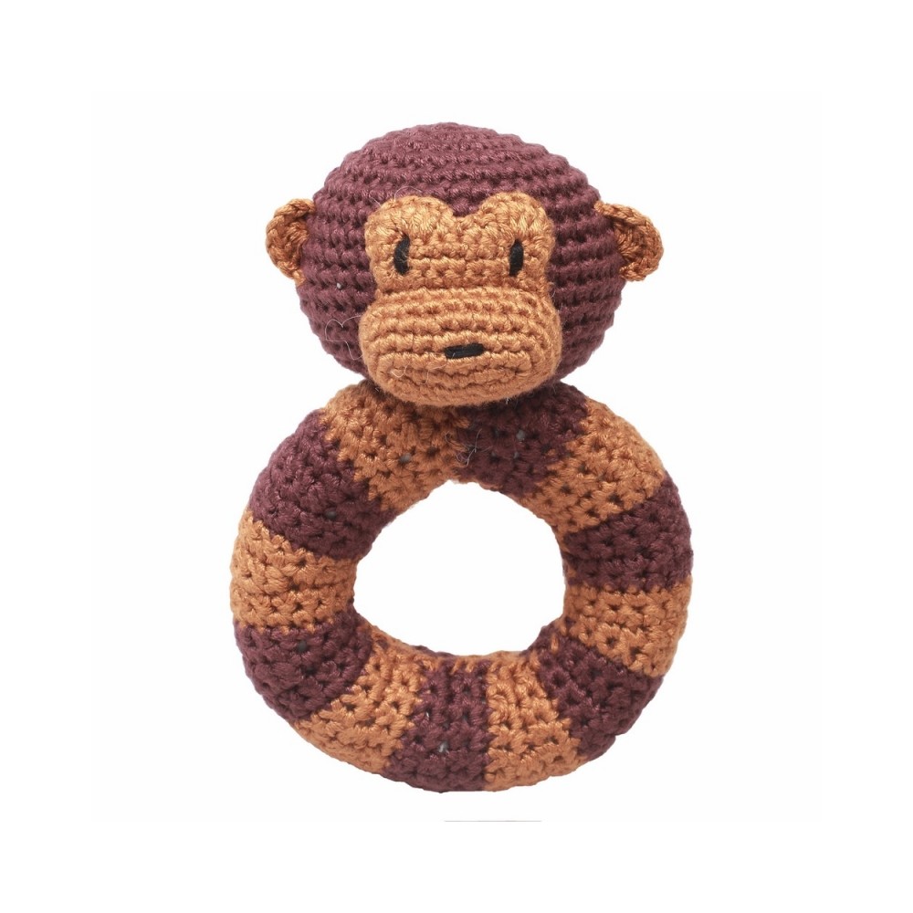 natureZOO Häkelringrassel, Dunkelbrauner Affe