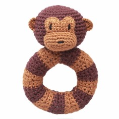 natureZOO Häkelringrassel, Dunkelbrauner Affe