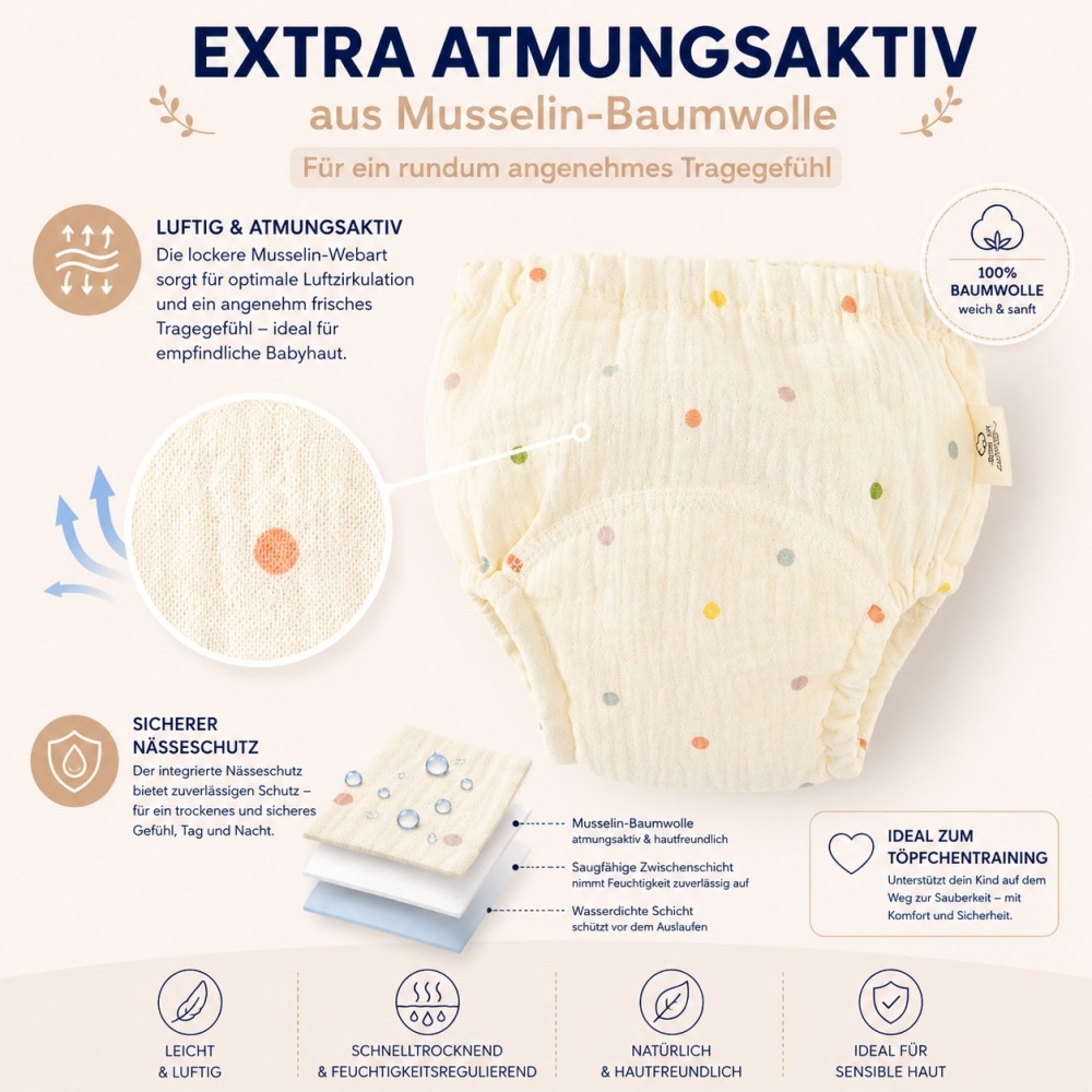 Musselin Töpfchen Lernhöschen