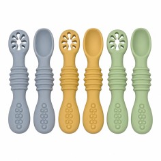 Set de cuillères pour bébé en silicone – 6 cuillères souples d’apprentissage