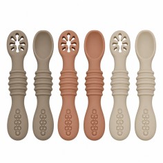 cuillère de bébé en silicone - 6 pièces de cuillères d'apprentissage doux