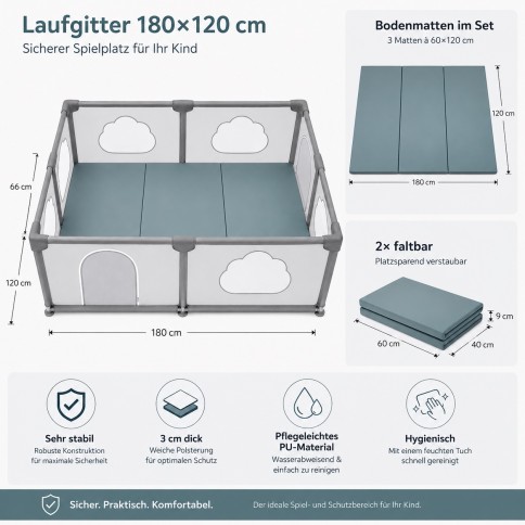 Laufgitter für Kinder inkl. Bodenmatten