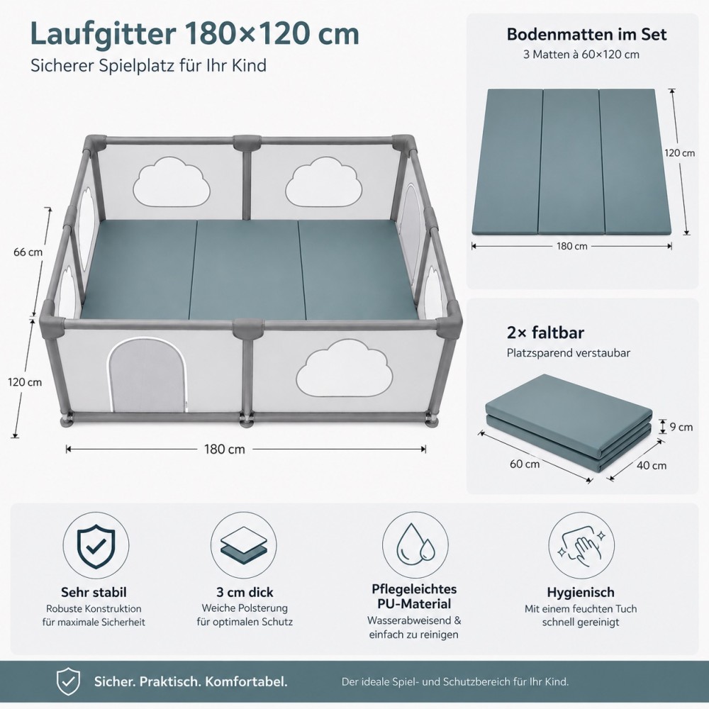 Play Grid pour les enfants incl. Tapis de sol