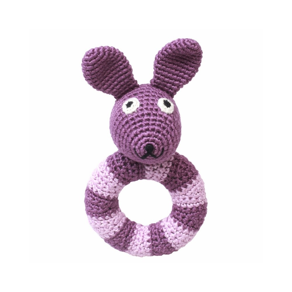 natureZOO Häkelringrassel, Dunkellila Kaninchen