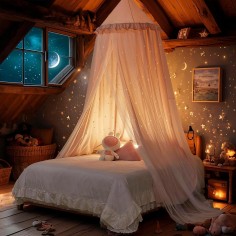 copie de la canopée de la princesse lit avec design d'étoiles lumineux