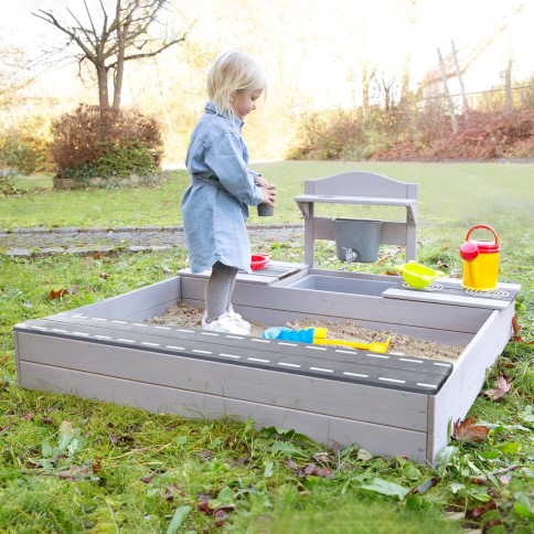 roba Sandkasten für Kinder aus Holz mit Matchküche