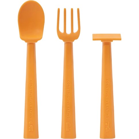 Constructive Eating Kinder Teller + Besteck, Gelb