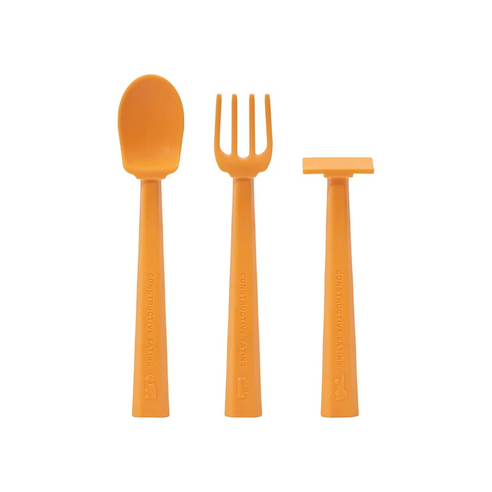 Constructive Eating Kinder Teller + Besteck, Gelb