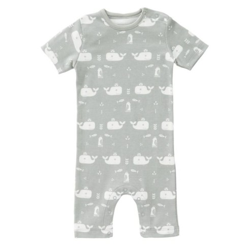 Fresk Babypyjama manches courtes, baleine / gris