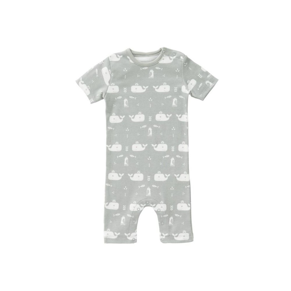 Fresk Babypyjama kurzarm, Walfisch/ grau