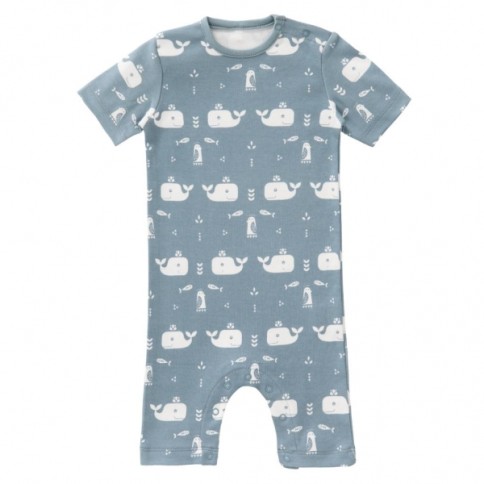 Fresk Babypyjama kurzarm, Whale blue fog