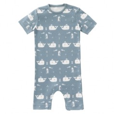 Fresk Babypyjama manches courtes, brouillard bleu baleine