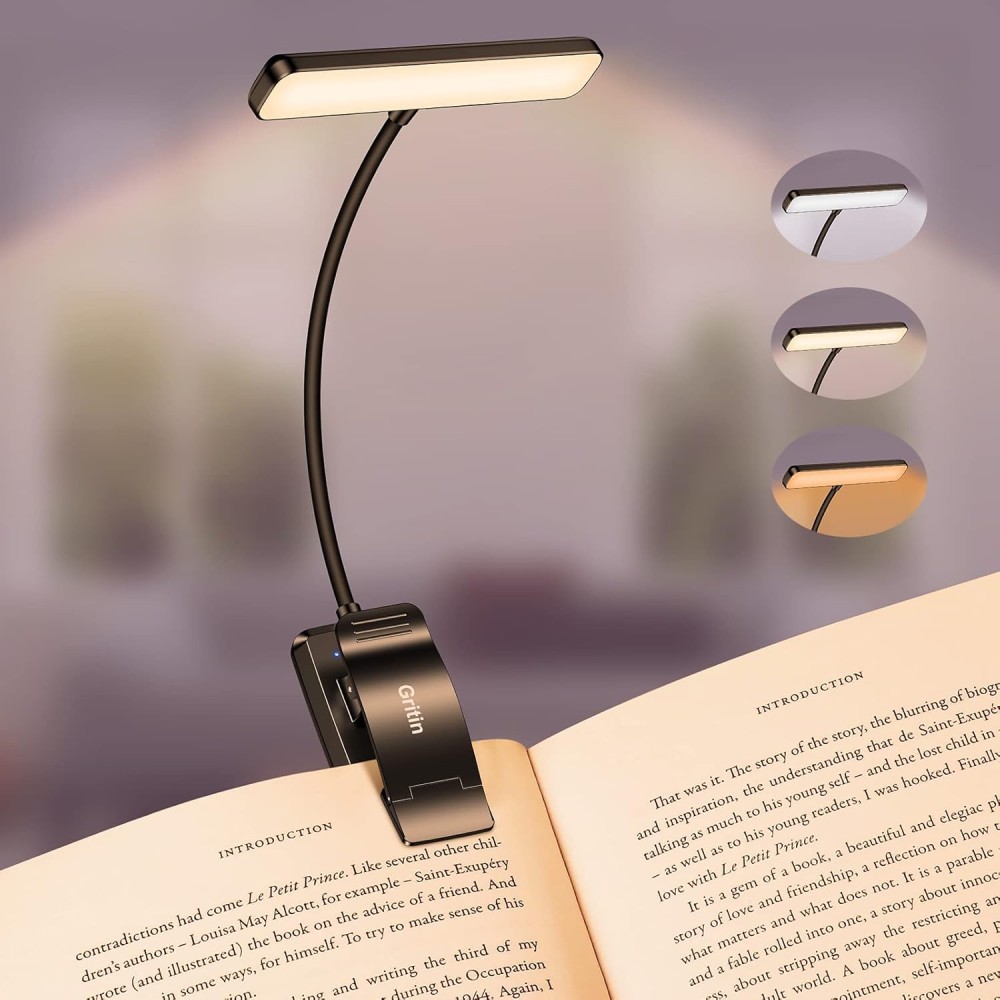 copie de la lampe de lecture / Lampe de serrage avec lumière rouge, sans lumière bleue, 3 couleurs, 10 luminosité, blanc