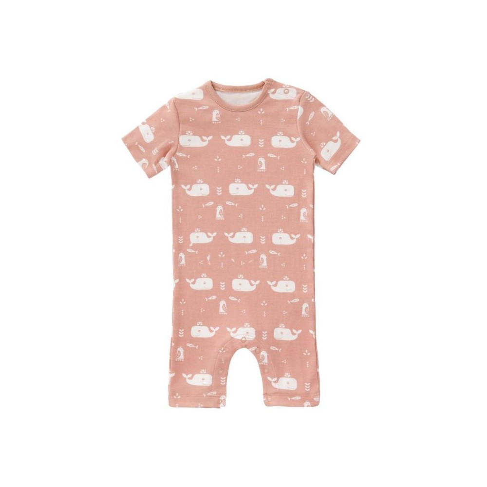 Fresk Babypyjama kurzarm, Whale Mellow Rose