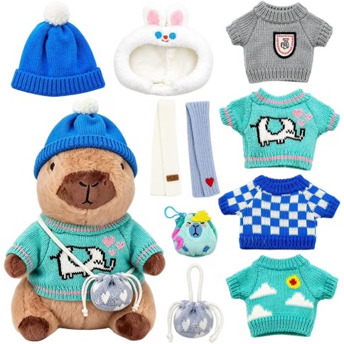 Kuscheltier / Plüschtier Capybara mit Kleider, Blau
