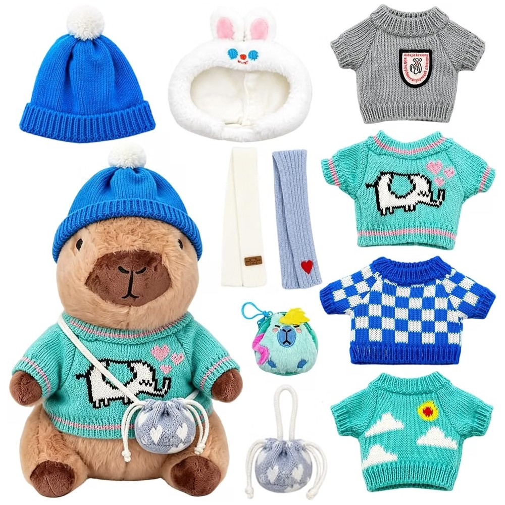 Kuscheltier / Plüschtier Capybara mit Kleider, Blau