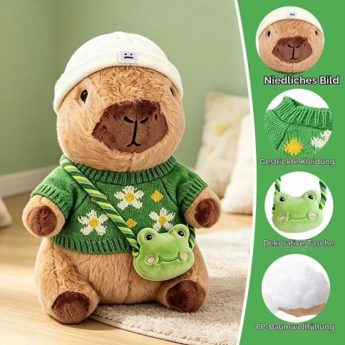 Kuscheltier / Plüschtier Capybara mit Kleider, Frosch