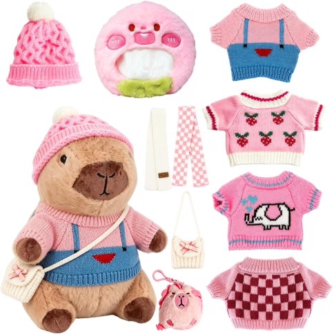 Kuscheltier / Plüschtier Capybara mit Kleider, Rosa