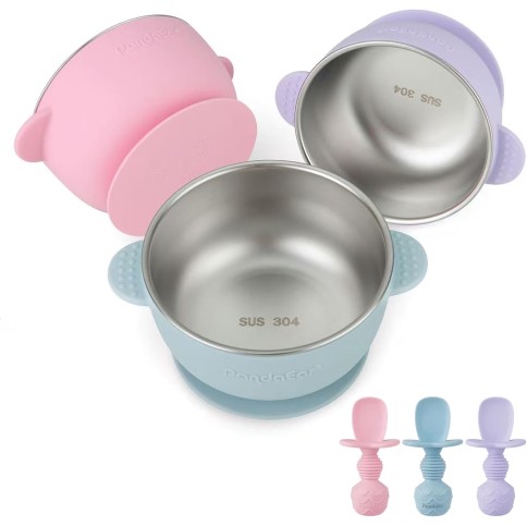copie de 3 Coupe d'enfants en silicone avec une utilisation en acier inoxydable avec couverts