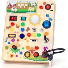 Montessori Activity Board aus Holz mit Licht, Bauernhof - 1