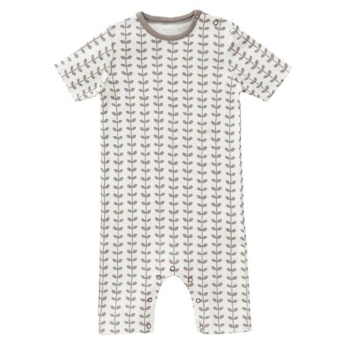 Fresk Babypyjama kurzarm, Leaves Grey