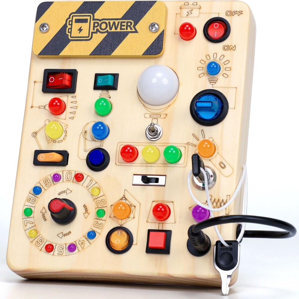 Montessori Activity Board aus Holz mit Licht, Power