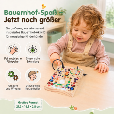 Montessori Activity Board aus Holz mit Licht, Bauernhof -2