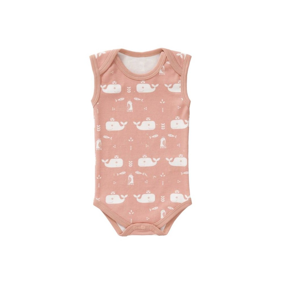 Fresk Coton biologique bébé, sans manches, rose baleine