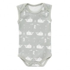 Fresk Coton biologique de corps bébé, sans manches, gris baleine