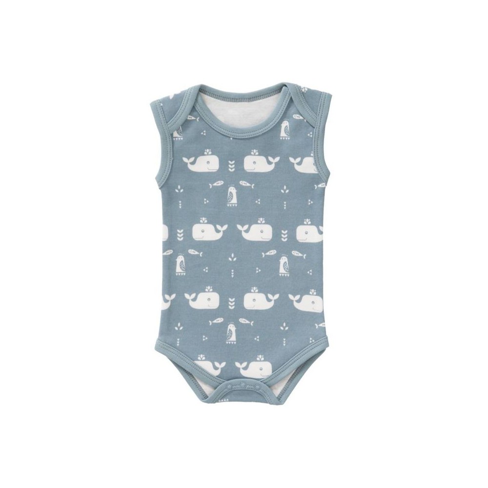 Fresk Babybody Bio-Baumwolle, ärmellos, Wal blau