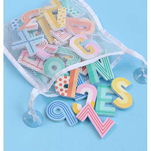 Schaumstoff Badespielzeug inkl. Aufbewahrungsnetz / Buchstaben+Zahlen / Fun