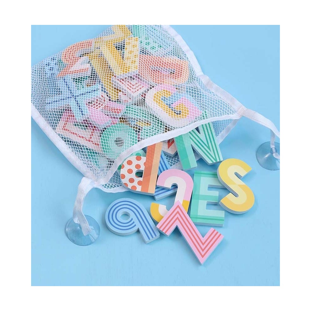 Schaumstoff Badespielzeug inkl. Aufbewahrungsnetz / Buchstaben+Zahlen / Fun