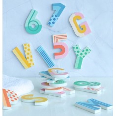 Schaumstoff Badespielzeug inkl. Aufbewahrungsnetz / Buchstaben+Zahlen / Fun