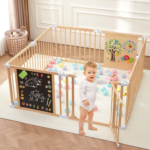 Laufstall Baby Holz mit Spielcenter – 160 x 160 x 61 cm