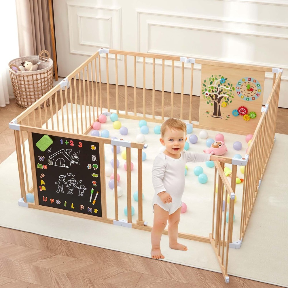 Laufstall Baby Holz mit Spielcenter – 160 x 160 x 61 cm
